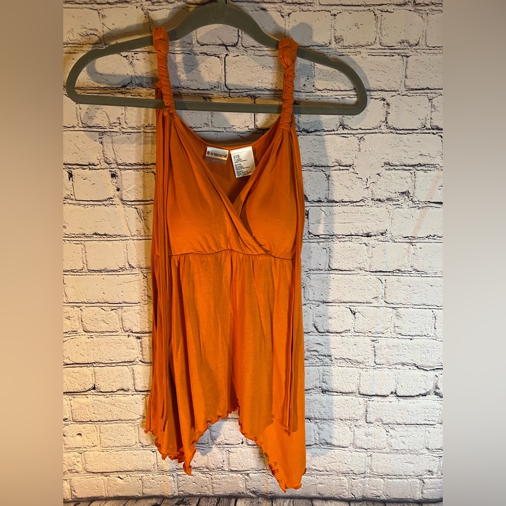 No Boundaries Orange Asymmetrical Wrap top